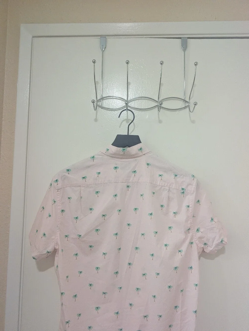 J.Crew Pink Short-Sleeve Slim Palm Tree Print Button Down Shirt